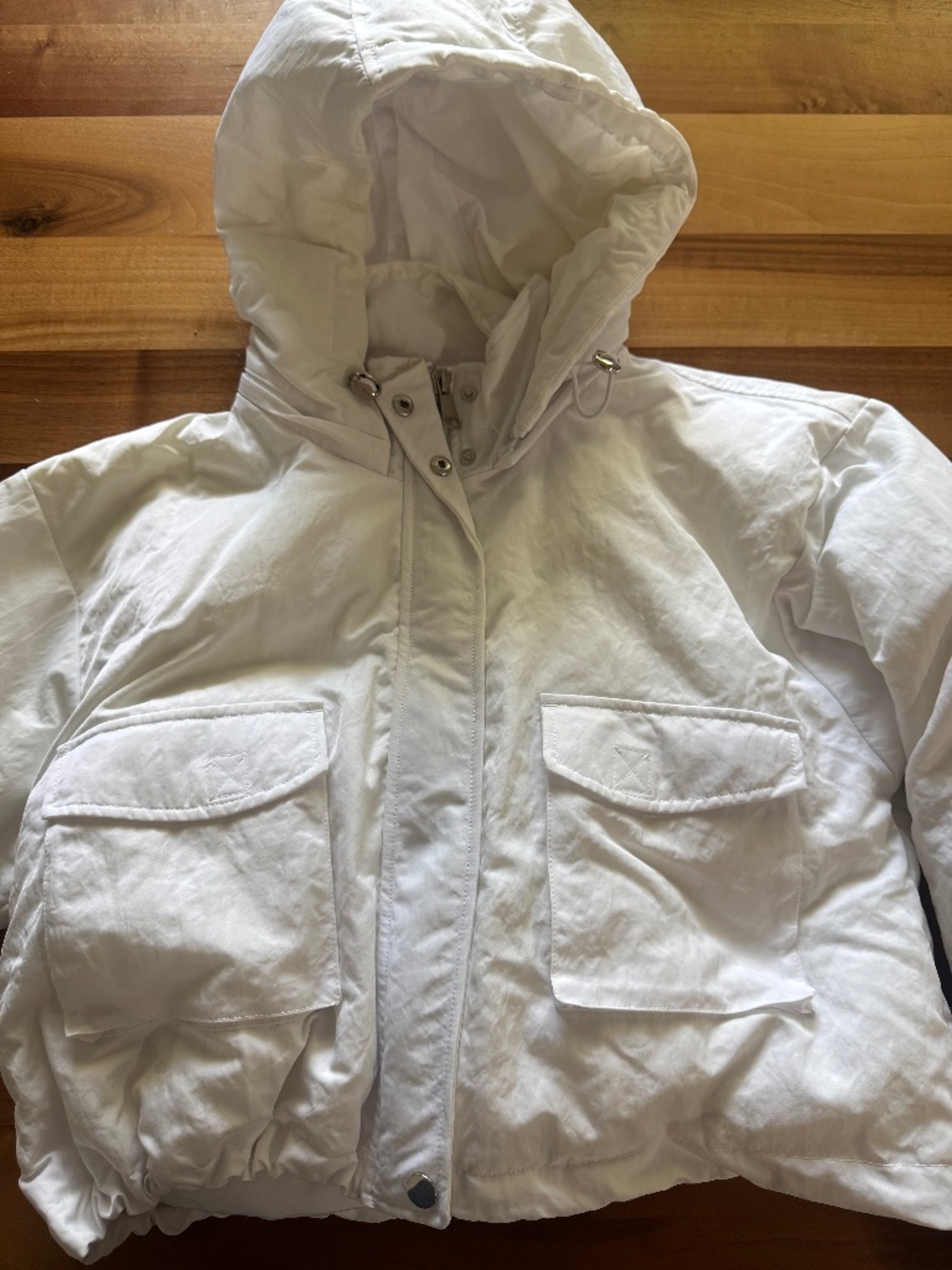 White Cropped Puffer Jacket